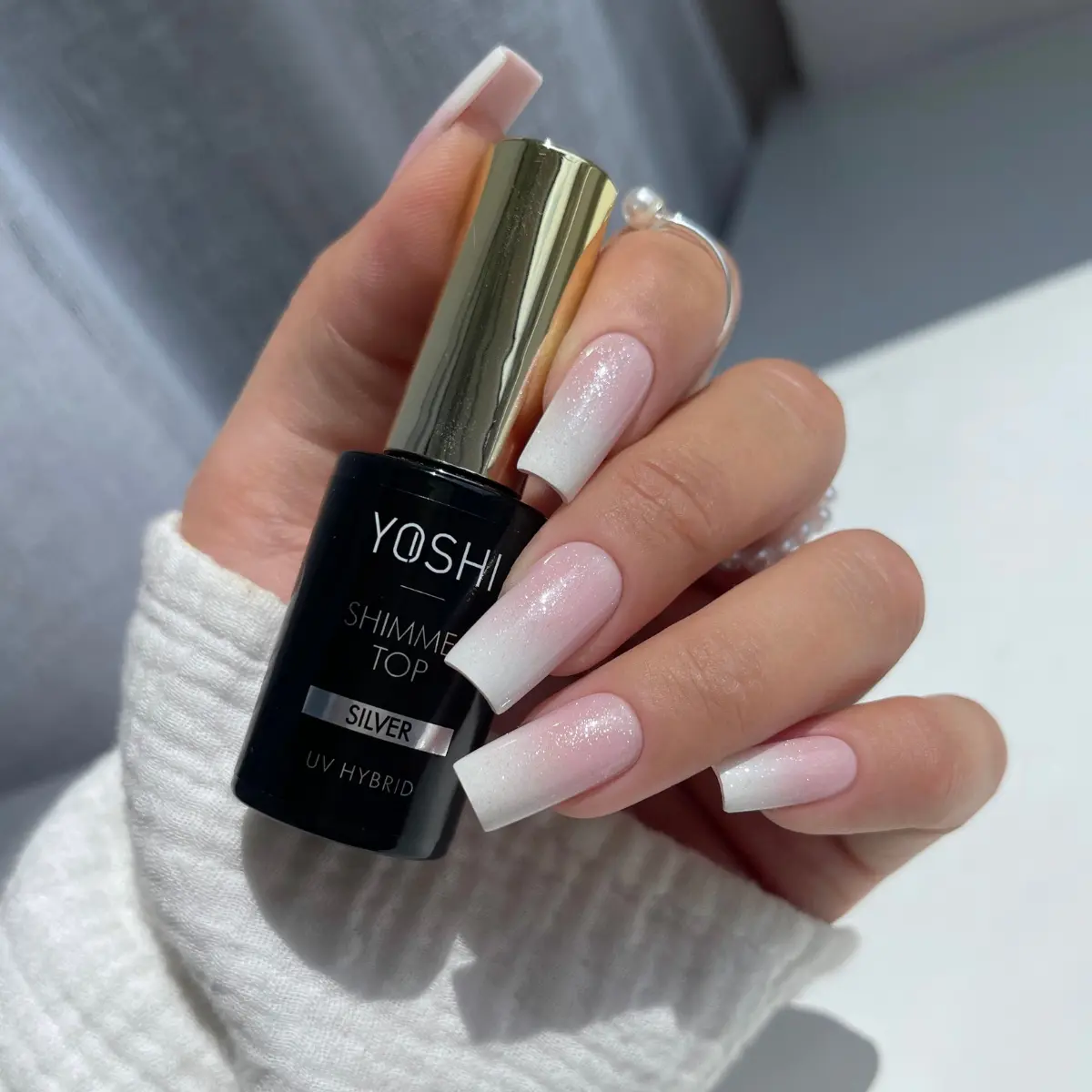 Top UV LED Shimmer Silver 10 ml - obrazek 2